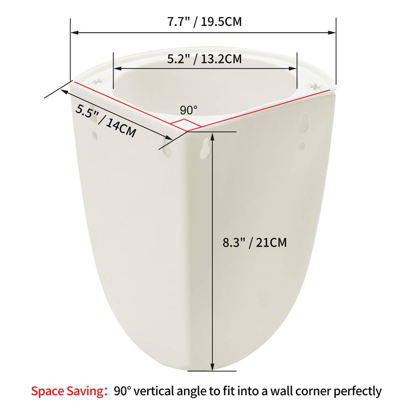 ORIMERC 2 Pack Corner Wall Mounted Hanging Planter Self Watering Triangle Plastic Flower Pot Decorative Modern Plant Vase Container Holder for Succulent Indoor Outdoor Home Office DÃ©cor White - Image 2